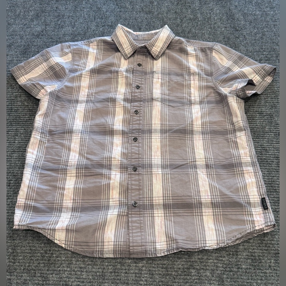 Prana Men's Short-Sleeve Plaid Button-Down Shirt size Med